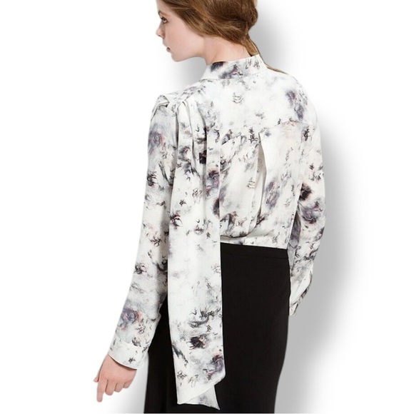 Leith 100% Silk Button Down Top Blouse Wrap Around Multicolor Size XS - Picture 2 of 9